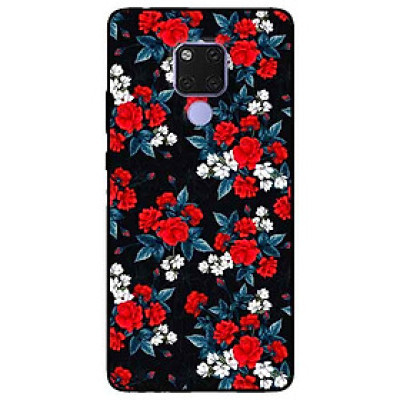 Ốp lưng in cho Huawei Mate 20 Mẫu Hồng Đỏ Nền Đen