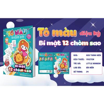 Sách - Tô Màu Diệu Kỳ - Bí Mật 12 Chòm Sao (Hơn 40 Stickers) - Megabook