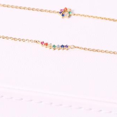 Dây chuyền bạc trang sức nữ mạ vàng 18k cầu vồng hoa Gix Jewel DC27
