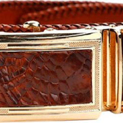Thắt Lưng Nam Da Cá Sấu Đan Viền Huy Hoàng HT4241 - Nâu Đỏ