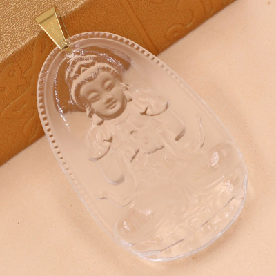 [Tuổi Mùi, Thân] Mặt Dây Chuyền Phật Đại Nhật Như Lai Đá Pha Lê Trắng Size Nhỏ 3.6cm & Size Lớn 5cm - Tặng Kèm Móc Inox - Phong Thủy 868 - May Mắn - Bình An