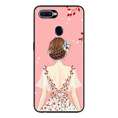 Ốp Lưng in cho Realme 2 Pro Mẫu Cô Gái Váy Hồng Nền Hồng - Hàng Chính Hãng