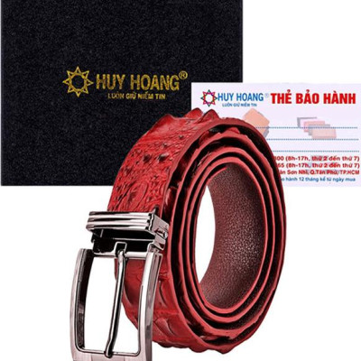 Thắt Lưng Nam Da Cá Sấu Nguyên Con Đầu Kim Huy Hoàng HT4739 - Nâu Đỏ