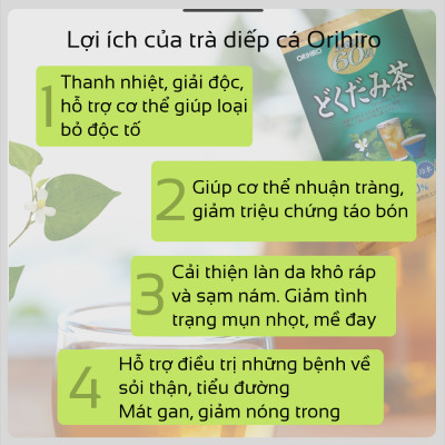Trà diếp cá thanh nhiệt thải độc Orihiro Nhật Bản giảm táo bón, mụn nhọt, làm đẹp da gói 60 túi lọc JN-OR-DC01