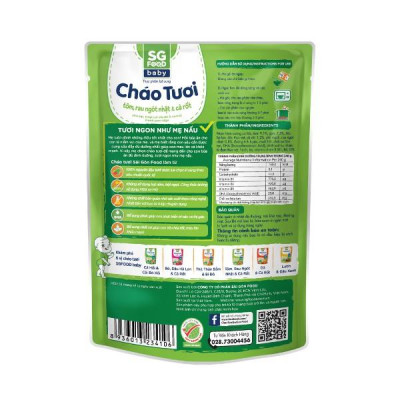 Cháo Tươi Baby Sài Gòn Food Tôm, Rau Ngót Nhật & Cà Rốt 240g
