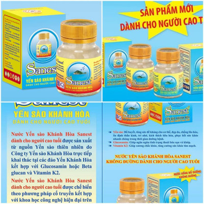 Nước Yến Sào Khánh Hòa Sanest CHÍNH HÃNGKhông Đường Dành Cho Người Cao Tuổi 70Ml, Hộp 6 Lọ - 096H6-21%