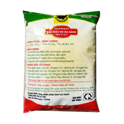 Phân bón gốc NPK đa năng Đầu Trâu - tốt cây nhiều hoa (túi 1kg)