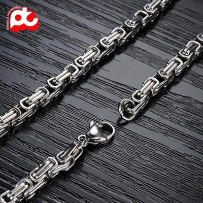 Dây chuyền nam thép không gỉ titan đẹp sang trọng ziczac trangsucpt kích cỡ 5mm màu trắng PTDCNA25