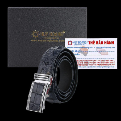 Dây nịt nam da cá sấu Huy Hoàng gai lưng màu xanh đậm HC4796