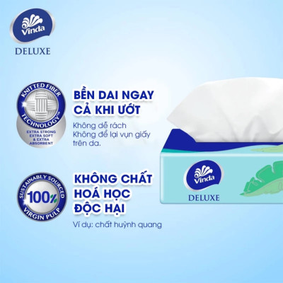 Khăn Giấy Rút Cao Cấp Vinda Deluxe 3 Lớp - M - 90 tờ (5 Gói)