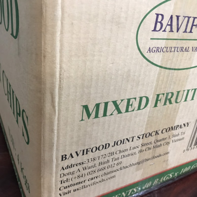 Trái Cây Sấy Chân Không (Mixed Fruit Chips), Giòn Xốp Tự Nhiên – BAVIFOOD, Khối Lượng: 1 kg (thùng = 10 gói x 100 grs/gói) – Premium
