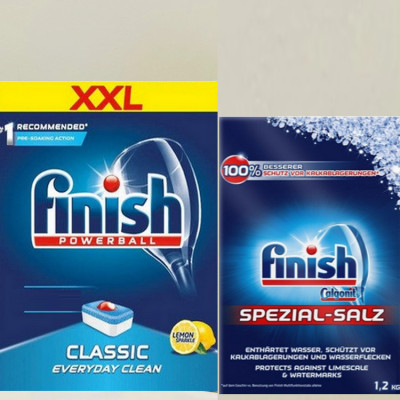 combo hộp viên rửa chén ly finish 60 viên và hộp muối làm mềm nước 1,2kg hàng nhập đức