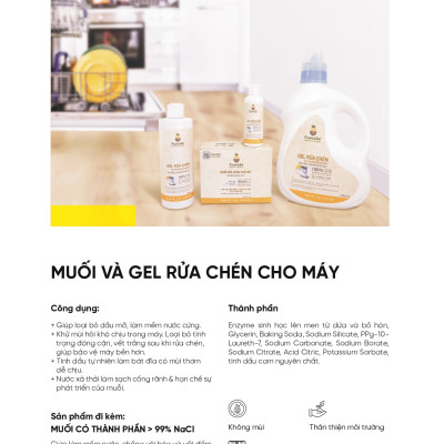 Gel rửa chén hữu cơ enzyme dứa dành cho máy Fuwa3e 2000ml/ 500ml – bảo vệ máy, làm mềm nước cứng
