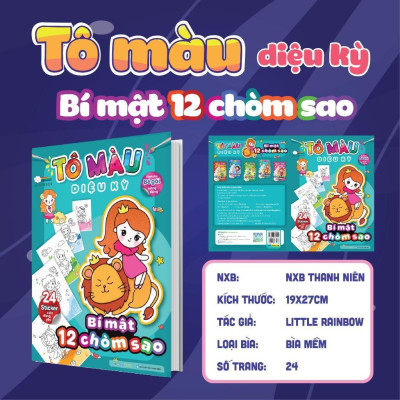 Sách - Tô Màu Diệu Kỳ - Bí Mật 12 Chòm Sao (Hơn 40 Stickers) - Megabook