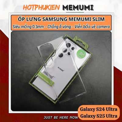 Ốp lưng trong suốt siêu mỏng 0.3mm cho Samsung Galaxy S25 Ultra / S24 Ultra / S23 Ultra / S22 Ultra hiệu Memumi Slim - Chống ố vàng, ôm sát máy - Hàng chính hãng