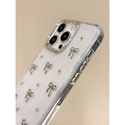 Ốp Lưng Trong Suốt Nhũ Kim Tuyến Họa Tiết Nơ Bạc Cho Samsung galaxy A02S/A03S/A04S/A05S/A04/A06. Hàng Nhập Khẩu