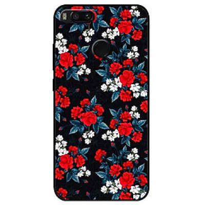 Ốp lưng in cho Xiaomi Mi A1 Mẫu Hồng Đỏ Nền Đen