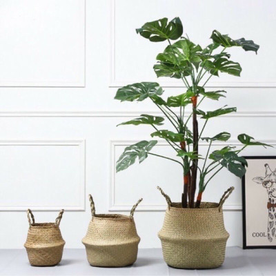 Giỏ cói trồng cây trang trí decor, đựng đồ, cắm hoa - Cây giả, hoa lụa Decor trang trí