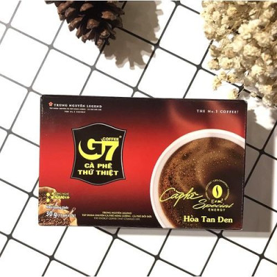 Combo 2 Hộp Cà Phê Hòa Tan G7 Trung Nguyên – G7 Đen – Hộp 15 Gói – Cà Phê Đen Thuần, Không Đường, Vị Mạnh