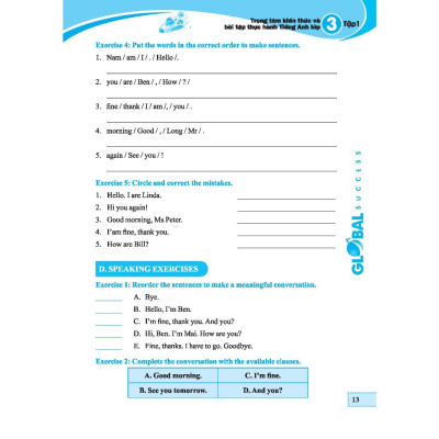 Sách - Global Success - Trọng Tâm Kiến Thức Và Bài Tập Thực Hành Tiếng Anh Lớp 3 - Có Đáp Án - Tập 1 - Minh Thắng