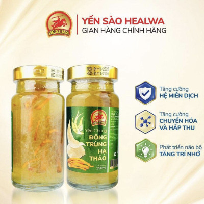 Hộp yến chưng đông trùng hạ thảo Healwa (1 hộp x 6 lọ x150ml) Bồi bổ sức khỏe giảm lượng cholesterol trong máu