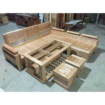 Bộ bàn ghế góc Như Ý gỗ xoan đào