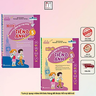 Sách - Combo 2 Cuốn Global Success - Bộ Đề Kiểm Tra Định Kỳ 4 Kỹ Năng Lớp 5 - Tập 1 + 2 - Có Đáp Án - Minh Thắng