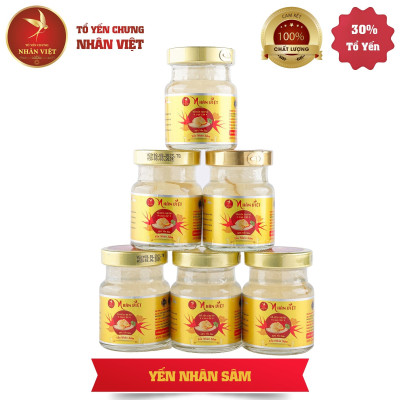 [Hộp 6 Lọ] Nước Yến Sào Chưng Nhân Sâm Nhân Việt 30% Yến Nguyên Chất Hũ 70ml