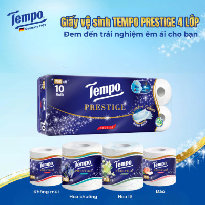 Lốc 10 Cuộn Giấy Vệ Sinh Tempo Prestige - Hương Đào