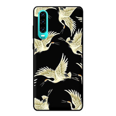 Ốp in cho Huawei P30 Hạc Nền Đen - Hàng chính hãng