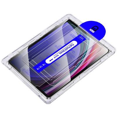 Kính Cường Lực Galaxy Tab S9, S9 FE, S9 Plus và S9 FE Plus Có Khung Tự Dán - Dễ Dán, Full Màn, Vát Cạnh, Chống Trầy, Không Bọt Khí