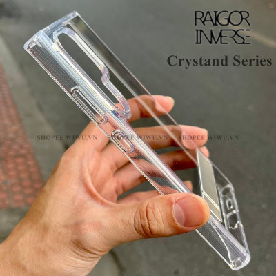 Ốp lưng trong suốt kèm giá đỡ cho SAMSUNG Galaxy S25 Ultra / S24 Ultra chính hãng Raigor Inverse Crystal Case , chống sốc - Hàng chính hãng