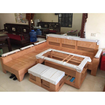 Bộ bàn ghế góc Như Ý gỗ xoan đào