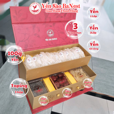 Bộ Quà Tặng 100g Tổ Yến Sào Cao Cấp dành BIẾU TẶNG Người Thân Đối Tác - Yến Sào BaNest