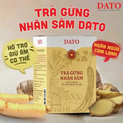 Trà gừng nhân sâm DATO, trà gừng hòa tan. giảm ho, cảm lạnh, làm ấm cơ thể, tăng sức đề kháng.