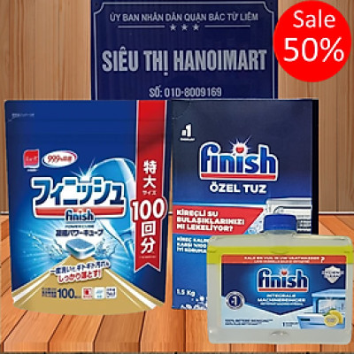 Combo: VRB Finish All in 1 100 viên + Muối Finish 1.5kg + Vệ sinh máy 250ml