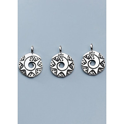 Combo 3 cái charm bạc hình xoắn ốc hoa văn treo - Ngọc Quý Gemstones