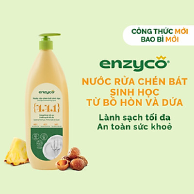 Nước rửa chén bát sinh học ENZYCO 850ml - Chiết xuất Bồ hòn và Enzyme Dứa
