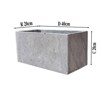 Chậu trồng cây, chậu cây hình chữ nhật Dài 40cmxR20xC20cm chất liệu đá tự nhiên màu xám đẹp bền 5-10 năm, chậu trồng cây treo tường, Chậu trồng cây đá ong xám, chậu hoa treo tường