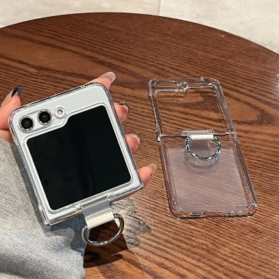 Ốp lưng trong suốt kèm iring cho Samsung Galaxy Z Flip 5 hiệu Likgus Cover Ring (chất liệu cao cấp, thiết kế iring chống rơi rớt) - hàng nhập khẩu