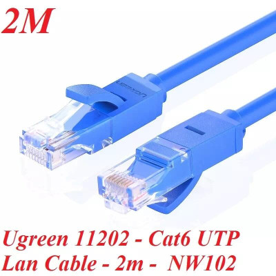 Ugreen UG11202NW102TK 2M Màu xanh Cáp mạng LAN CAT6 UPT - HÀNG CHÍNH HÃNG