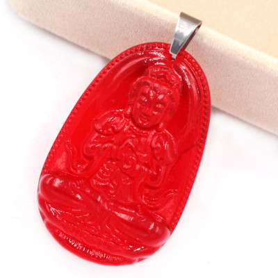 [Tuổi Mùi, Thân] Mặt Dây Chuyền Phật Đại Nhật Như Lai Đá Pha Lê Đỏ Size Nhỏ 3.6cm & Size Lớn 5cm - Tặng Kèm Móc Inox - Phong Thủy 868 - May Mắn - Bình An