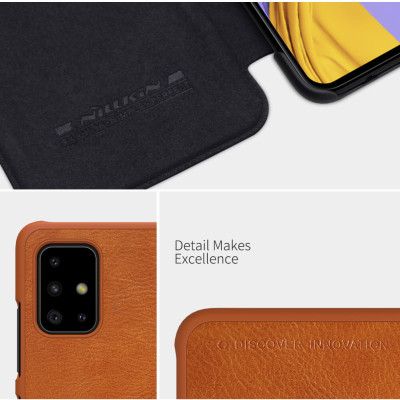 Bao da dành cho Samsung Galaxy A51 hiệu Nillkin Qin (Chất liệu da thật, có ngăn đựng thẻ, mặt da siêu mềm mịn) - Hàng chính hãng