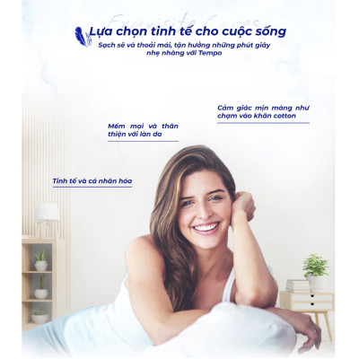 Combo 2 Lốc Khăn Giấy Gói Rút Tempo Hương Hoa Chuông Xanh (Lốc 4 Gói)