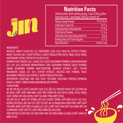 Thùng 20 gói mì Jin Ramen cay Ottogi 120g