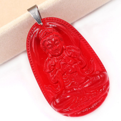 [Tuổi Mùi, Thân] Mặt Dây Chuyền Phật Đại Nhật Như Lai Đá Pha Lê Đỏ Size Nhỏ 3.6cm & Size Lớn 5cm - Tặng Kèm Móc Inox - Phong Thủy 868 - May Mắn - Bình An
