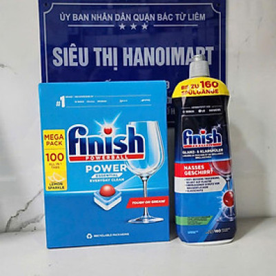 Combo Viên rửa bát Finish 110 viên+ Nước làm bóng finish 750ml dùng cho máy