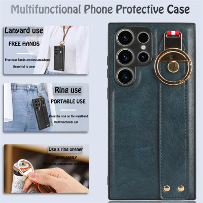 Ốp Lưng Case Dành Cho Samsung Galaxy S23 Ultra, Kai.N Leather Standing Cover, Kèm Dây Da - HÀNG CHÍNH HÃNG