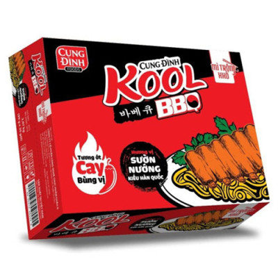 Thùng 30 Gói Mì Cung Đình Kool BBQ Hương Vị Sườn Nướng Hàn Quốc 99g