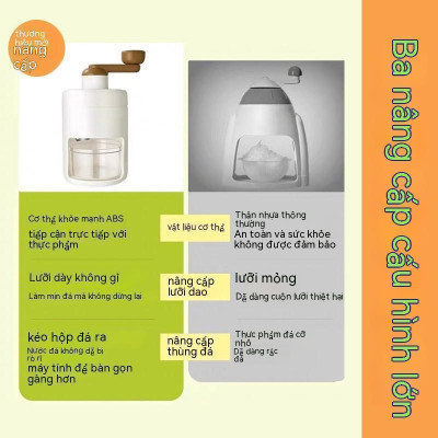 Máy Bào Đá Tuyết Cầm Tay Siêu Mịn - Máy Xay Đá Bào Mini Tiện Lợi, Lưỡi Dao Bằng Thép Không Gỉ